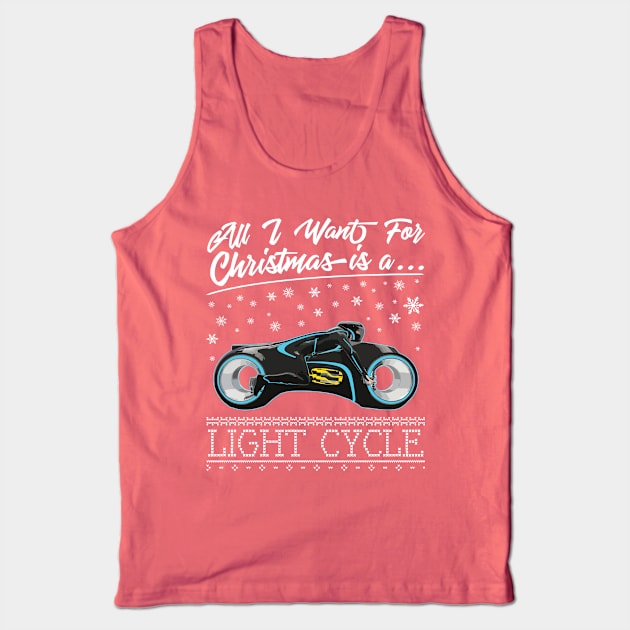 All I Want For Christmas Is A Light Cycle Tron Tank Top by Rebus28